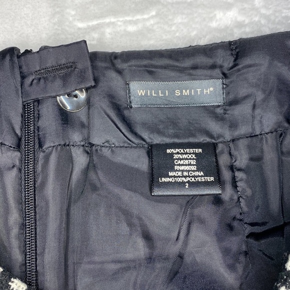 Willi Smith Wool Blend Black & White Plaid Pencil Skirt Size 2 - Picture 5 of 12